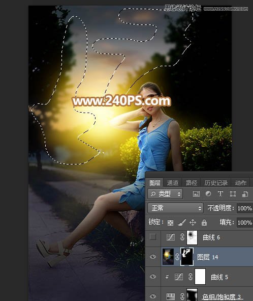 Photoshop给外景人像照片添加黄昏光效效果,PS教程,PS家园网