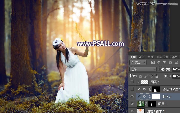 Photoshop给森林人像添加暖色逆光效果图,PS教程,PS家园网