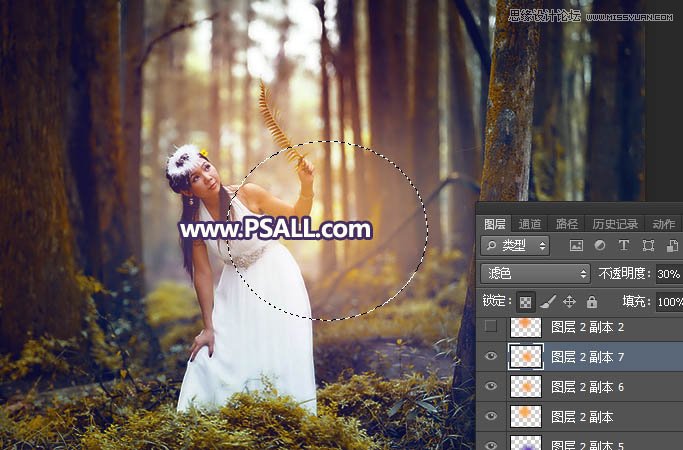 Photoshop给森林人像添加暖色逆光效果图,PS教程,PS家园网