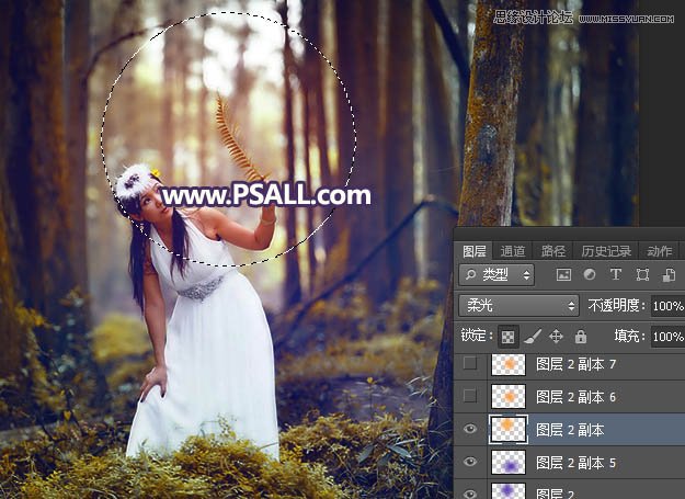 Photoshop给森林人像添加暖色逆光效果图,PS教程,PS家园网