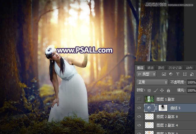 Photoshop给森林人像添加暖色逆光效果图,PS教程,PS家园网