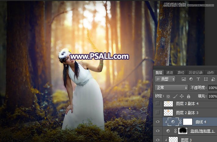 Photoshop给森林人像添加暖色逆光效果图,PS教程,PS家园网
