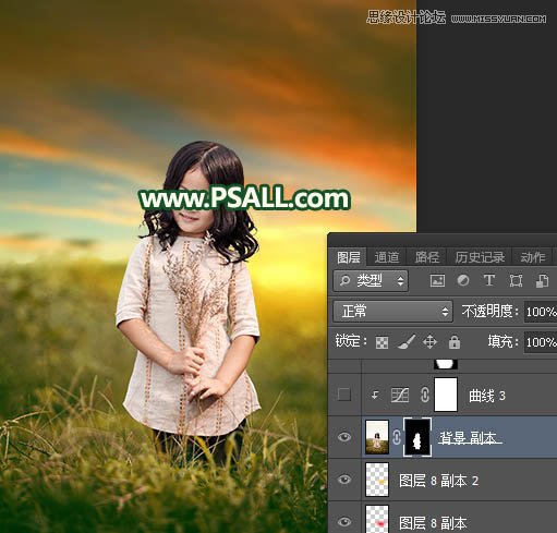 Photoshop给外景儿童照片添加唯美的夕阳美景,PS教程,PS家园网