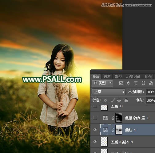 Photoshop给外景儿童照片添加唯美的夕阳美景,PS教程,PS家园网