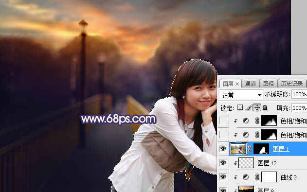 Photoshop给外景人像照片添加夕阳光效,PS教程,PS家园网