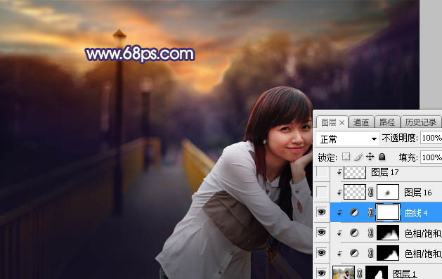 Photoshop给外景人像照片添加夕阳光效,PS教程,PS家园网
