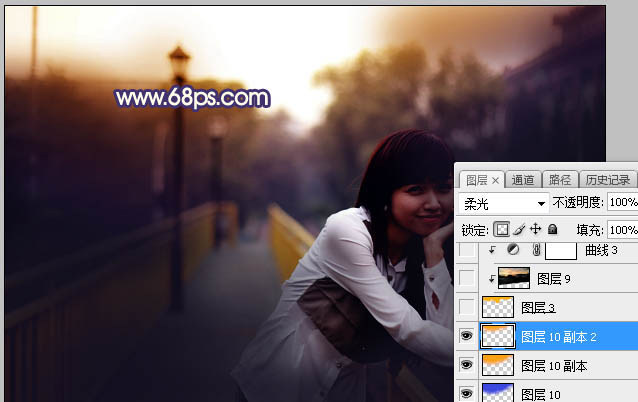 Photoshop给外景人像照片添加夕阳光效,PS教程,PS家园网