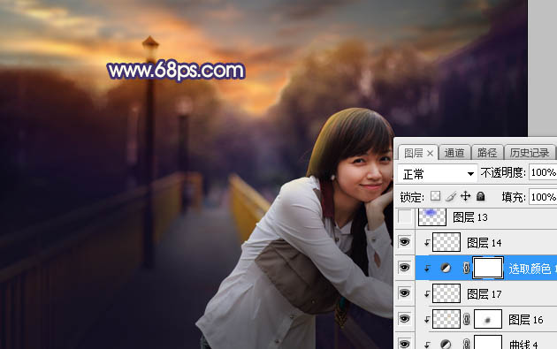 Photoshop给外景人像照片添加夕阳光效,PS教程,PS家园网