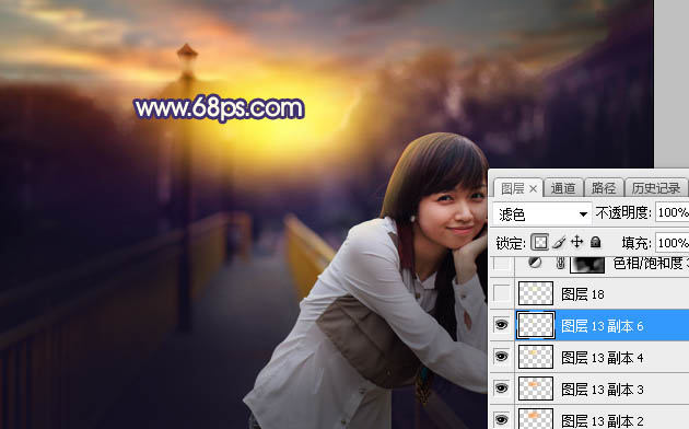 Photoshop给外景人像照片添加夕阳光效,PS教程,PS家园网