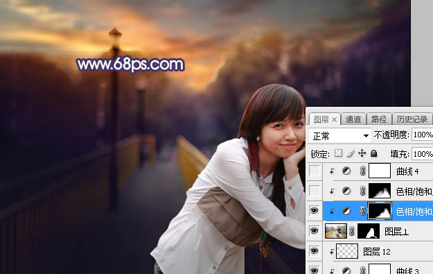 Photoshop给外景人像照片添加夕阳光效,PS教程,PS家园网