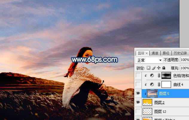 Photoshop给外景人像照片添加夕阳落日美景,PS教程,PS家园网