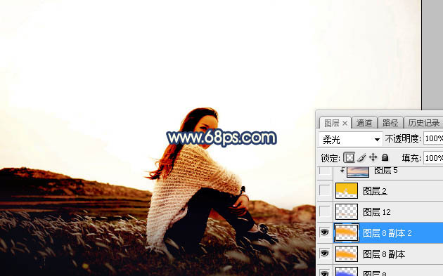 Photoshop给外景人像照片添加夕阳落日美景,PS教程,PS家园网