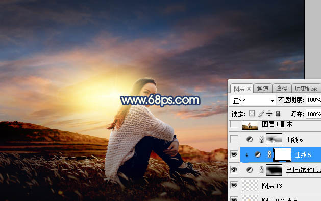 Photoshop给外景人像照片添加夕阳落日美景,PS教程,PS家园网