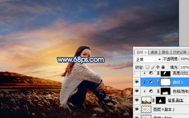 Photoshop给外景人像照片添加夕阳落日美景,PS教程,PS家园网