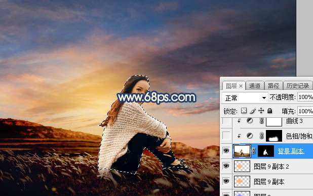 Photoshop给外景人像照片添加夕阳落日美景,PS教程,PS家园网