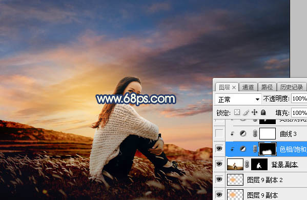Photoshop给外景人像照片添加夕阳落日美景,PS教程,PS家园网