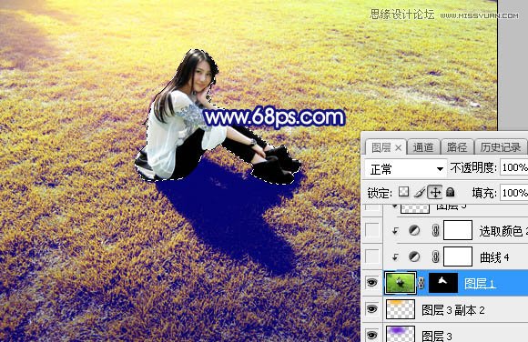Photoshop调出草地美女照片唯美逆光效果,PS教程,PS家园网