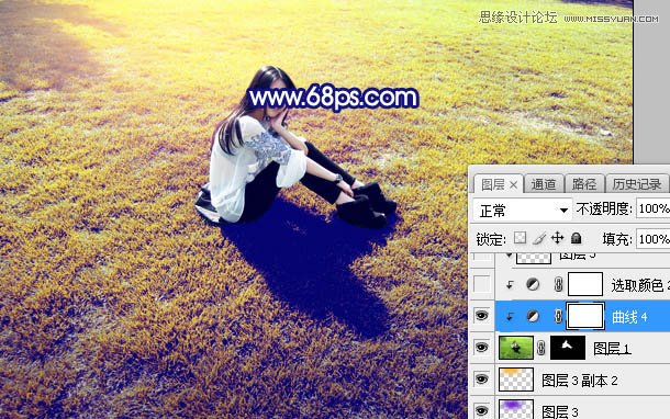 Photoshop调出草地美女照片唯美逆光效果,PS教程,PS家园网