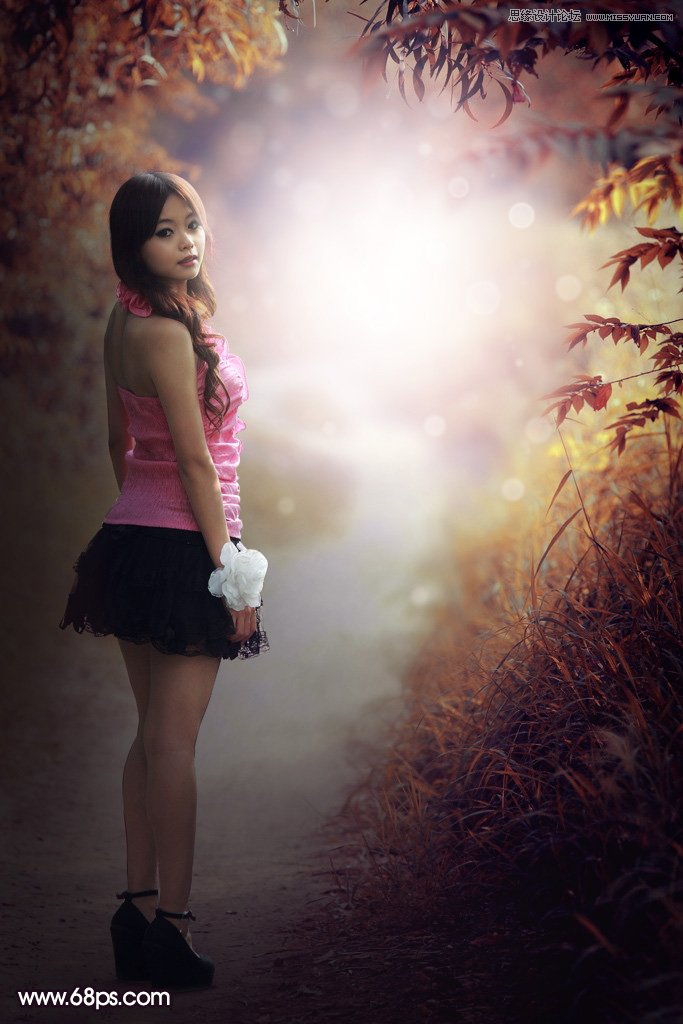 Photoshop调出树林中人像秋季唯美暖色效果,PS教程,PS家园网