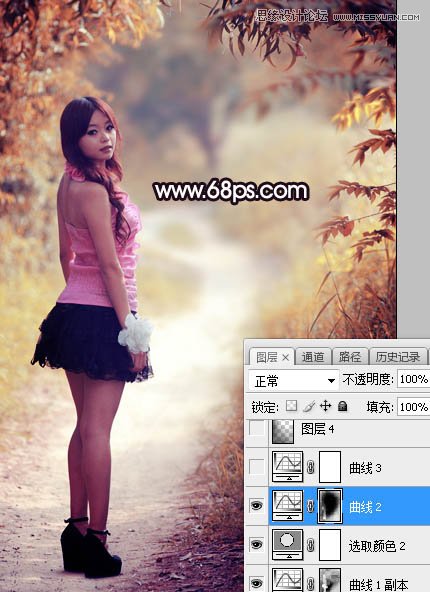 Photoshop调出树林中人像秋季唯美暖色效果,PS教程,PS家园网