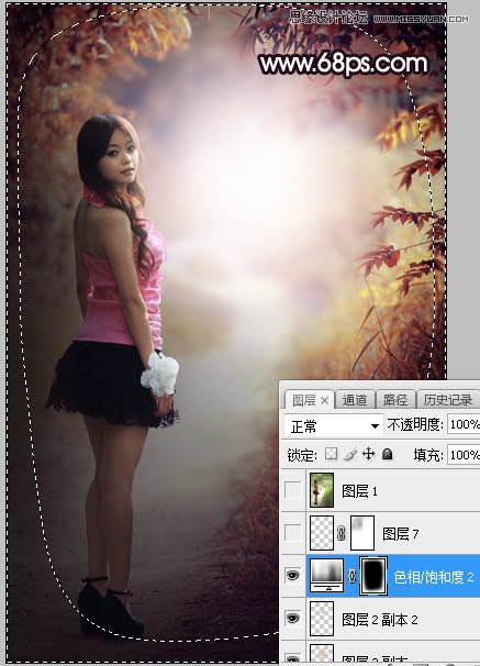 Photoshop调出树林中人像秋季唯美暖色效果,PS教程,PS家园网