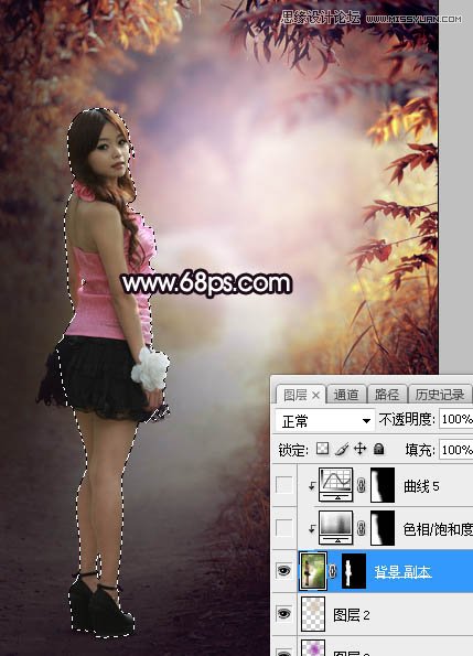 Photoshop调出树林中人像秋季唯美暖色效果,PS教程,PS家园网