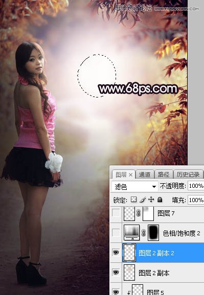 Photoshop调出树林中人像秋季唯美暖色效果,PS教程,PS家园网