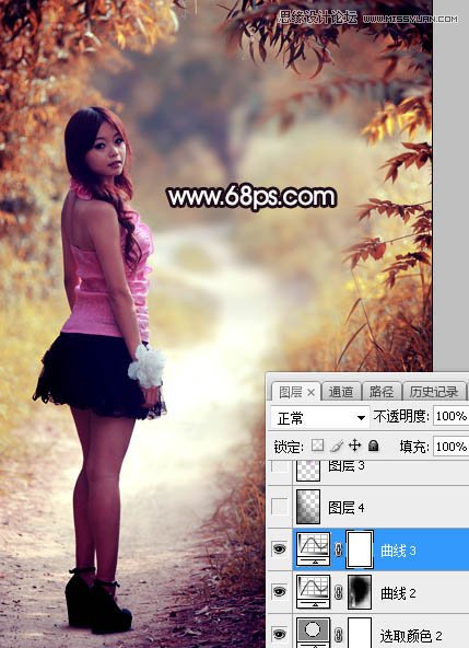 Photoshop调出树林中人像秋季唯美暖色效果,PS教程,PS家园网
