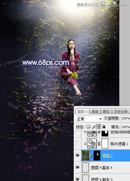 Photoshop给森林中人像添加耶稣光效果,PS教程,PS家园网