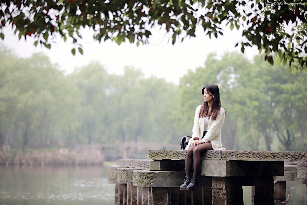 Photoshop给河边美女人像添加梦幻紫色效果,PS教程,PS家园网