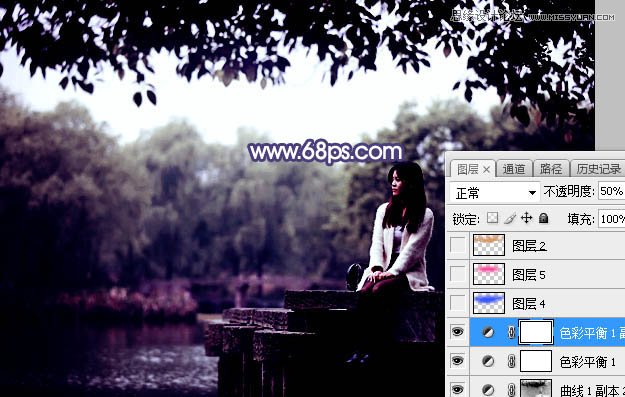 Photoshop给河边美女人像添加梦幻紫色效果,PS教程,PS家园网