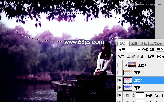 Photoshop给河边美女人像添加梦幻紫色效果,PS教程,PS家园网
