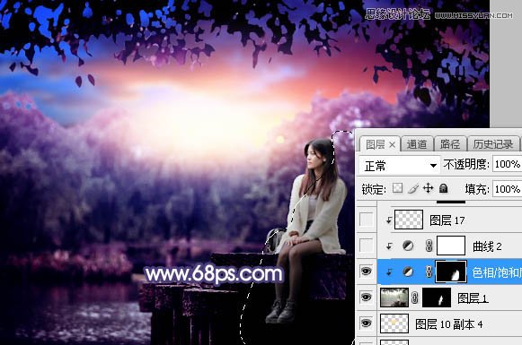 Photoshop给河边美女人像添加梦幻紫色效果,PS教程,PS家园网