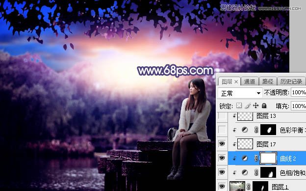 Photoshop给河边美女人像添加梦幻紫色效果,PS教程,PS家园网