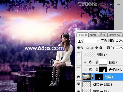 Photoshop给河边美女人像添加梦幻紫色效果,PS教程,PS家园网
