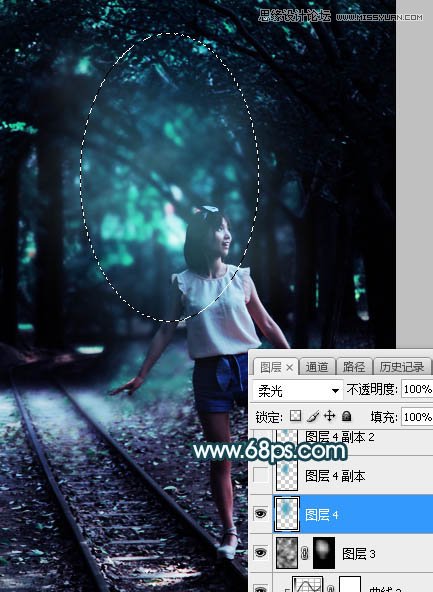 Photoshop调出铁道旁人像照片蓝色逆光效果,PS教程,PS家园网