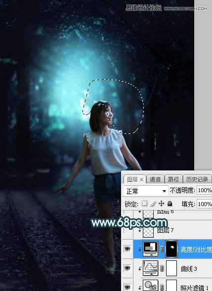 Photoshop调出铁道旁人像照片蓝色逆光效果,PS教程,PS家园网