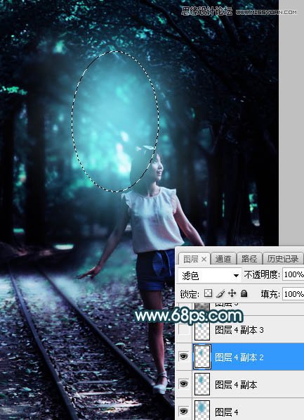 Photoshop调出铁道旁人像照片蓝色逆光效果,PS教程,PS家园网
