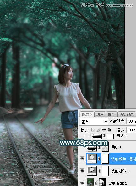 Photoshop调出铁道旁人像照片蓝色逆光效果,PS教程,PS家园网