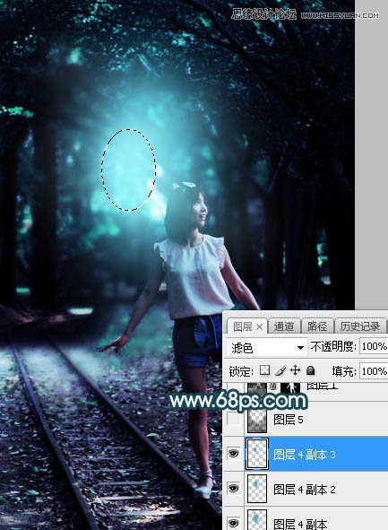 Photoshop调出铁道旁人像照片蓝色逆光效果,PS教程,PS家园网