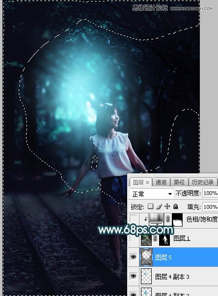 Photoshop调出铁道旁人像照片蓝色逆光效果,PS教程,PS家园网