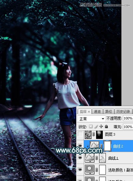 Photoshop调出铁道旁人像照片蓝色逆光效果,PS教程,PS家园网