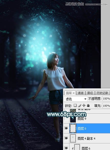 Photoshop调出铁道旁人像照片蓝色逆光效果,PS教程,PS家园网