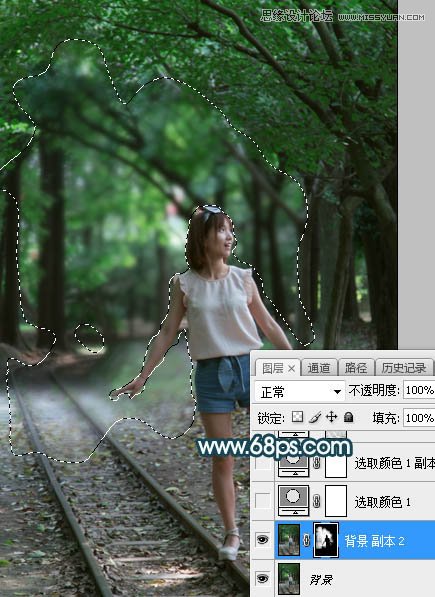 Photoshop调出铁道旁人像照片蓝色逆光效果,PS教程,PS家园网