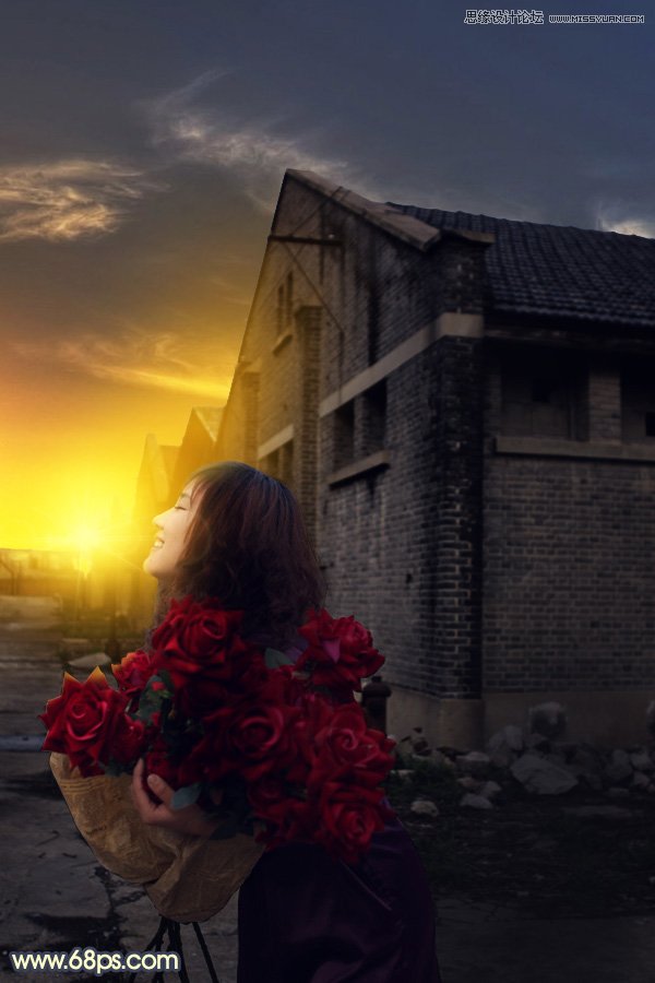 Photoshop给外景人像照片添加黄昏美景效果,PS教程,PS家园网