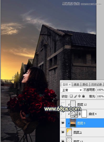 Photoshop给外景人像照片添加黄昏美景效果,PS教程,PS家园网