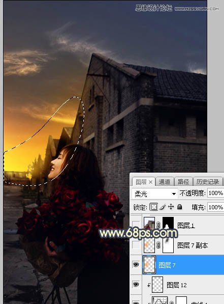 Photoshop给外景人像照片添加黄昏美景效果,PS教程,PS家园网