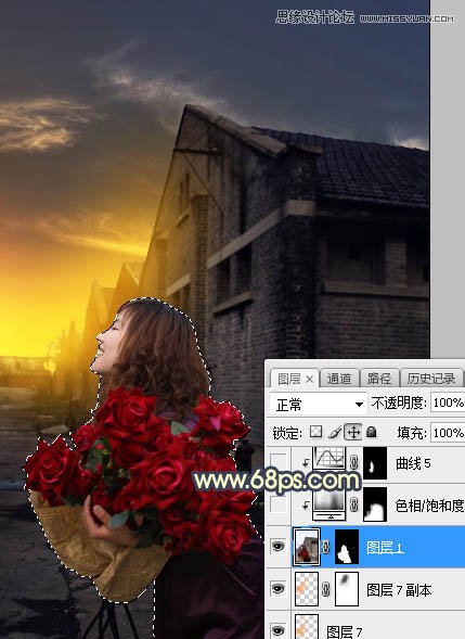 Photoshop给外景人像照片添加黄昏美景效果,PS教程,PS家园网