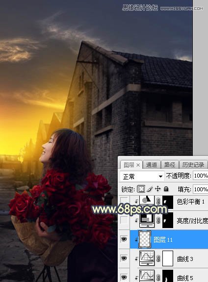 Photoshop给外景人像照片添加黄昏美景效果,PS教程,PS家园网