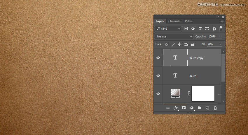 Photoshop使用图层样式制作皮革艺术字,PS教程,PS家园网